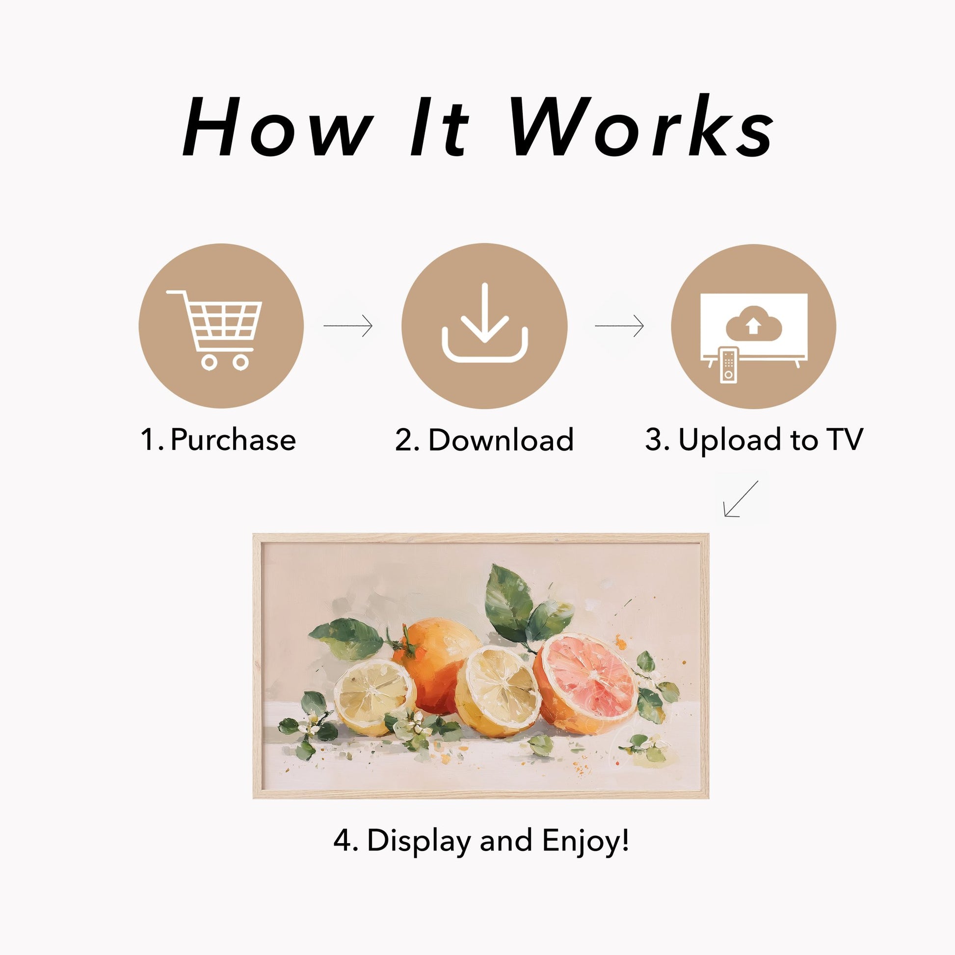 Citrus Fruit Frame TV Art displayed on a TV