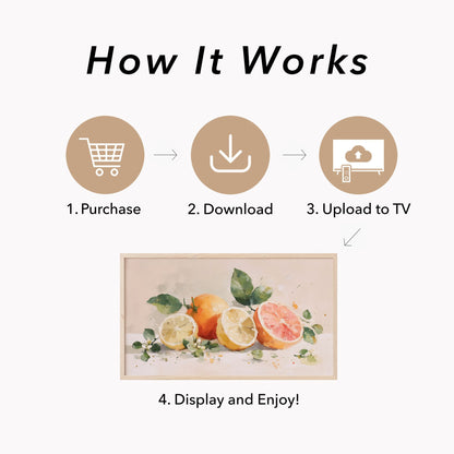 Citrus Fruit Frame TV Art displayed on a TV