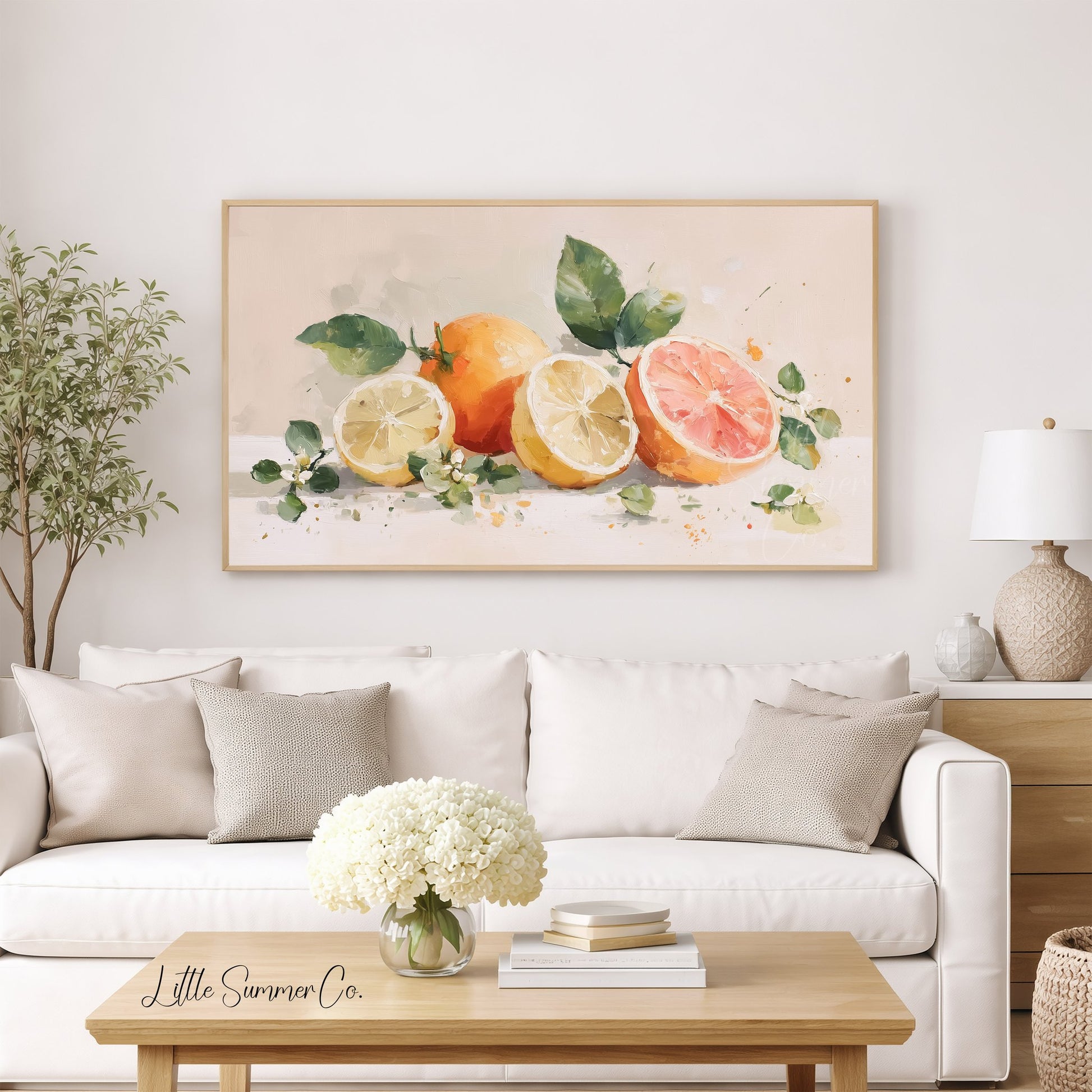 Citrus Fruit Frame TV Art displayed on a TV