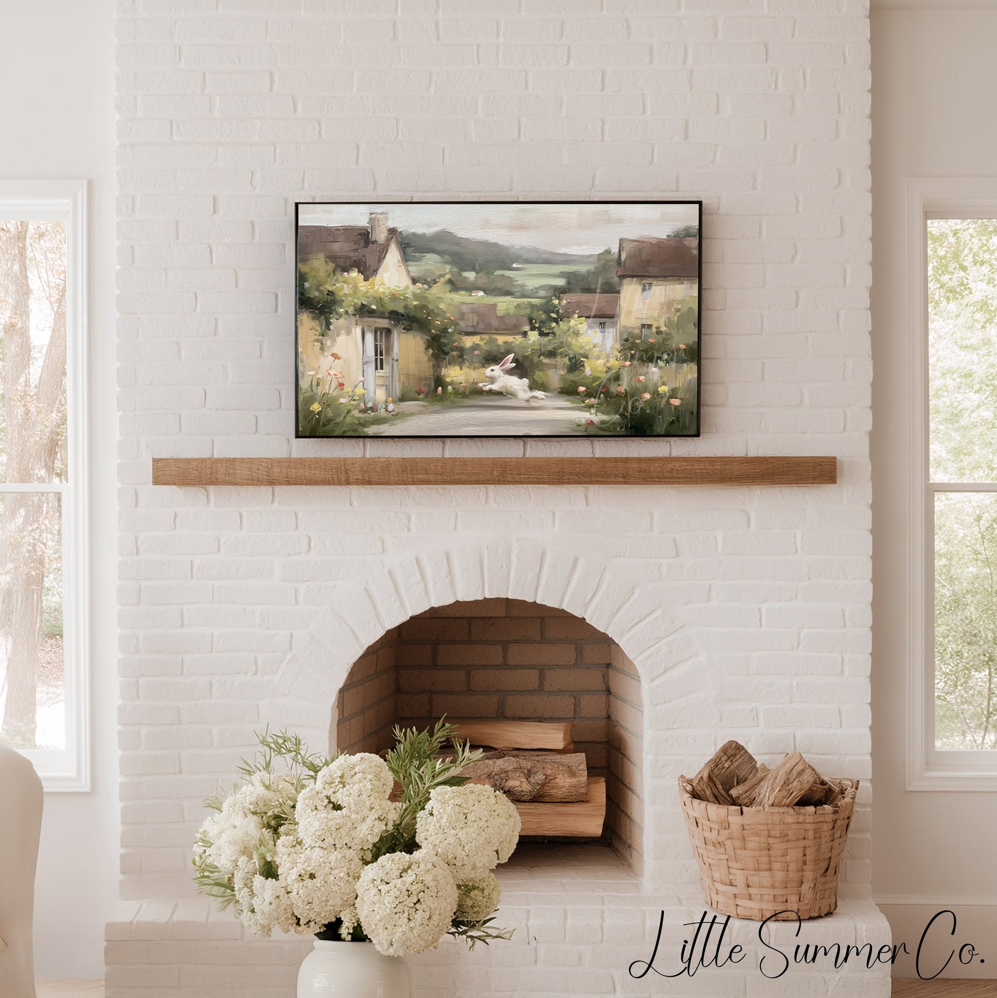 Village Rabbit Lane Frame TV Art displayed on a TV