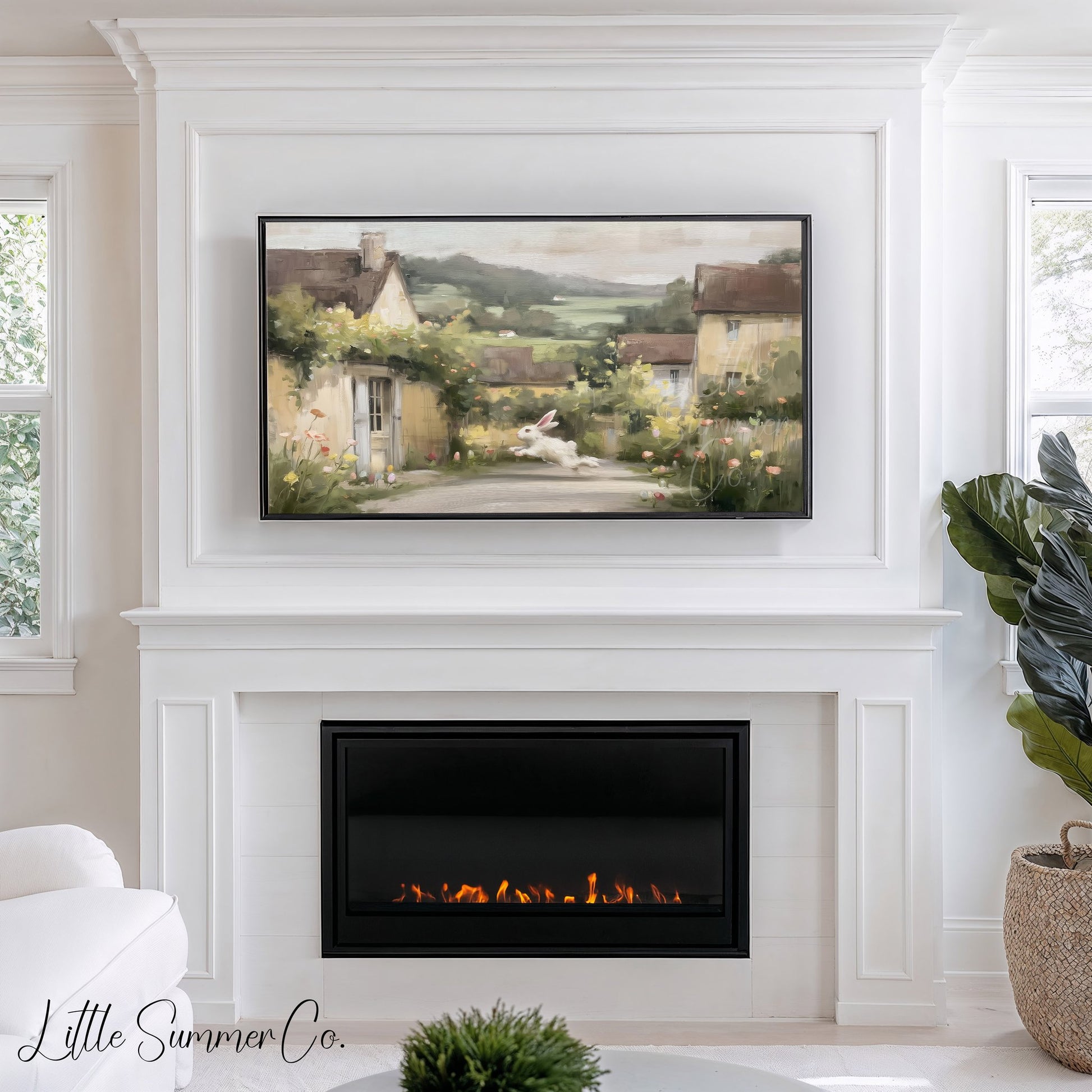 Village Rabbit Lane Frame TV Art displayed on a TV
