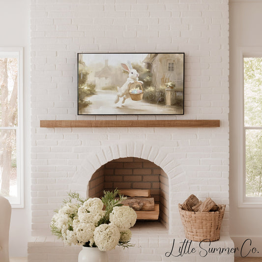 Bunny Easter Basket Frame TV Art displayed on a TV