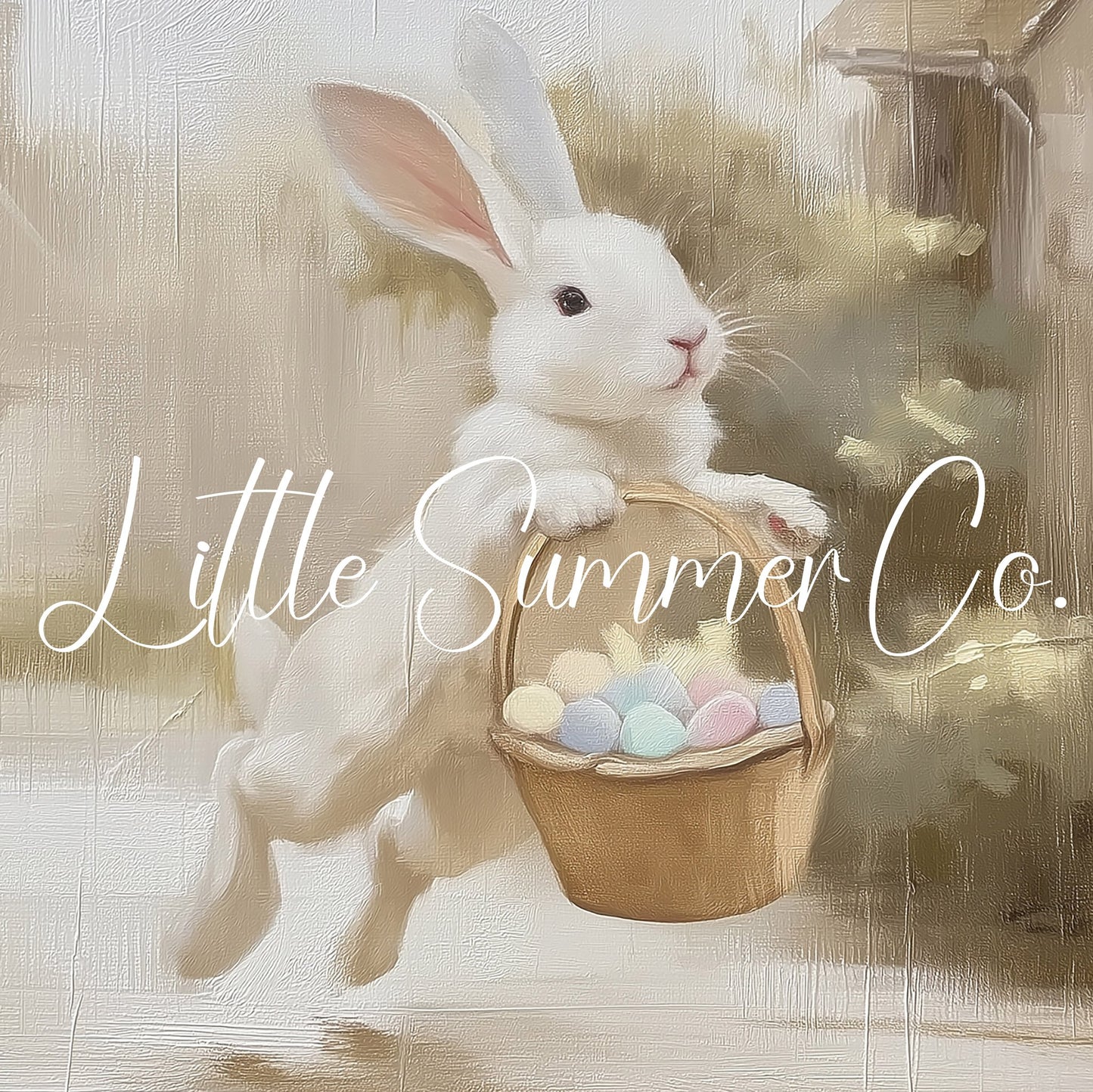 Bunny Easter Basket Frame TV Art displayed on a TV