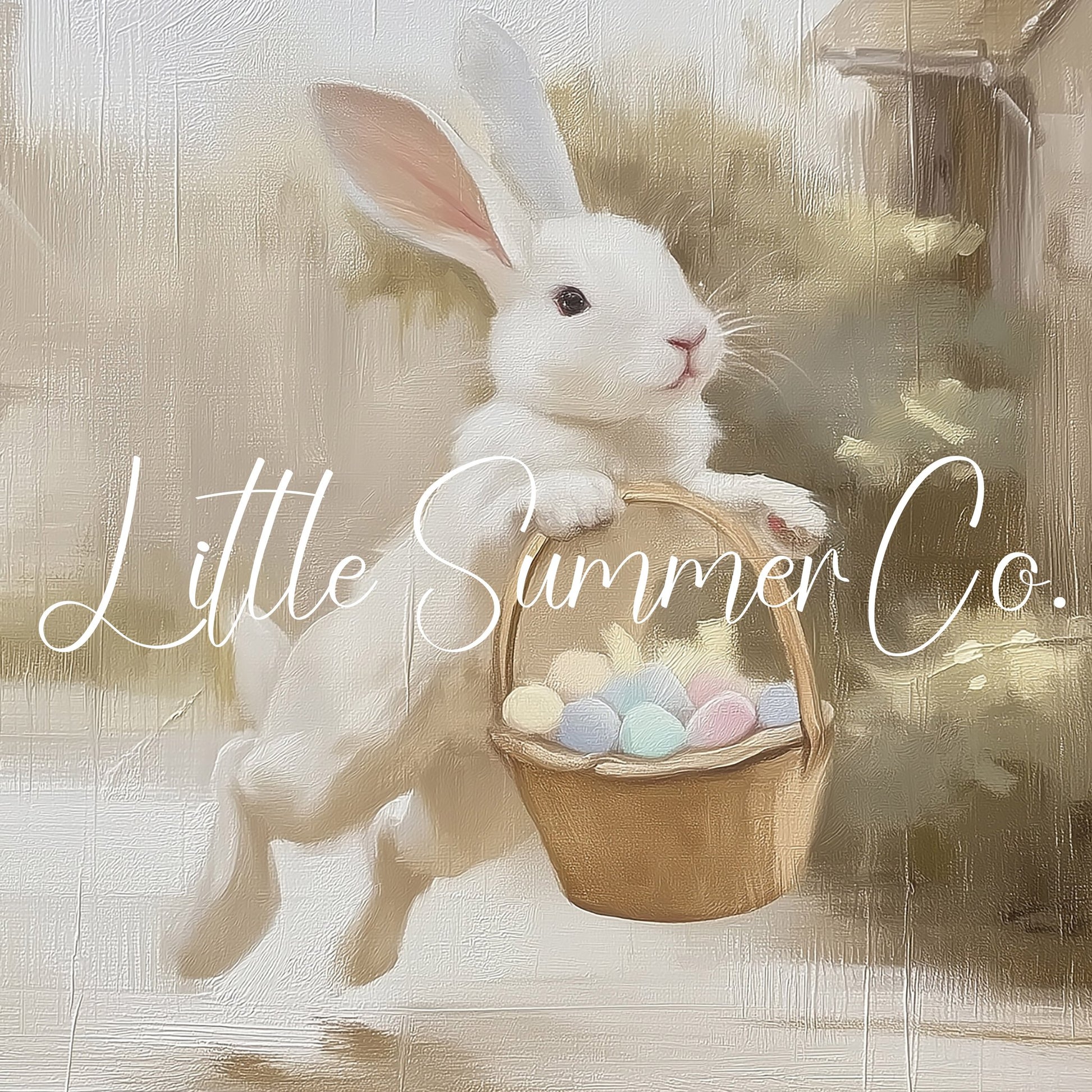 Bunny Easter Basket Frame TV Art displayed on a TV