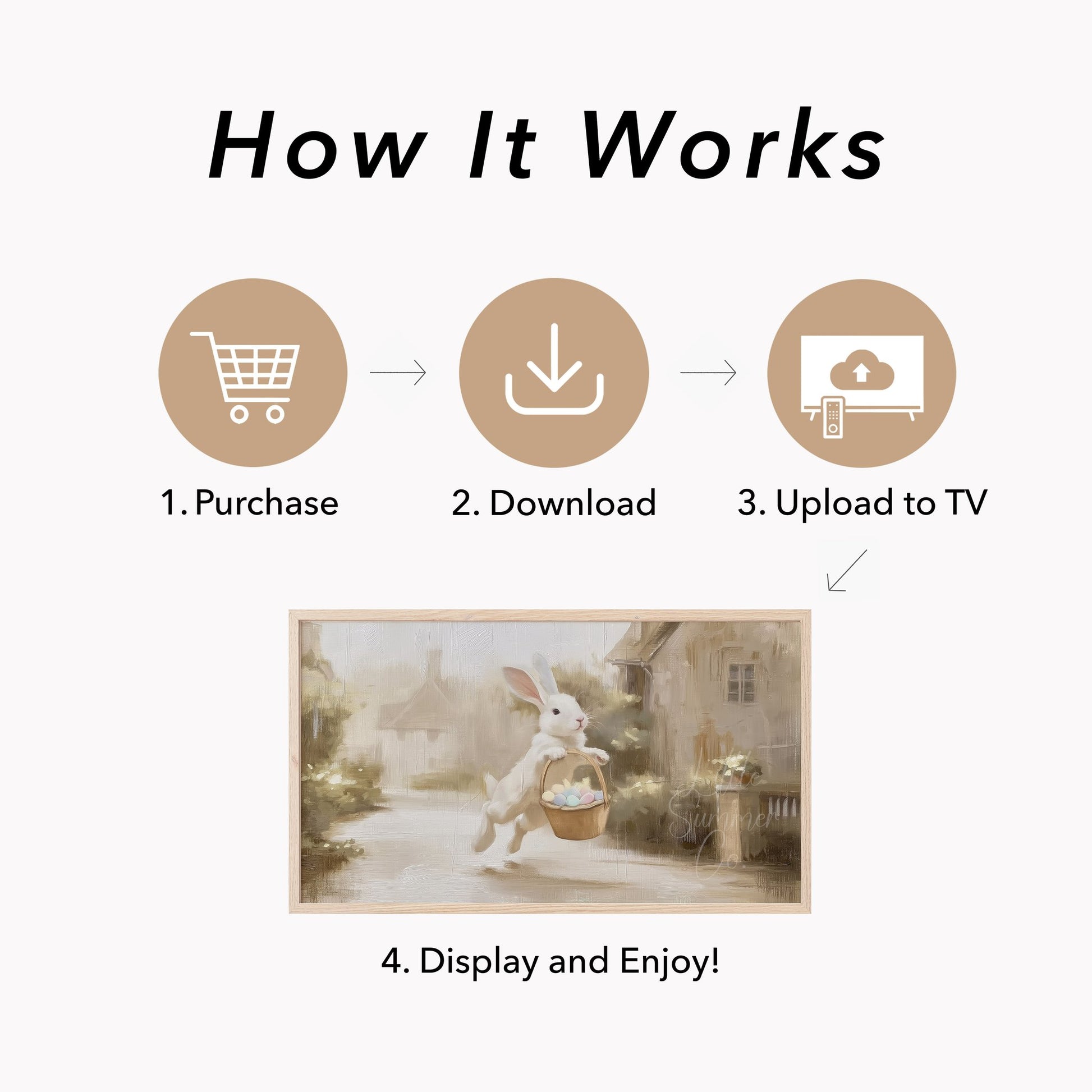 Bunny Easter Basket Frame TV Art displayed on a TV