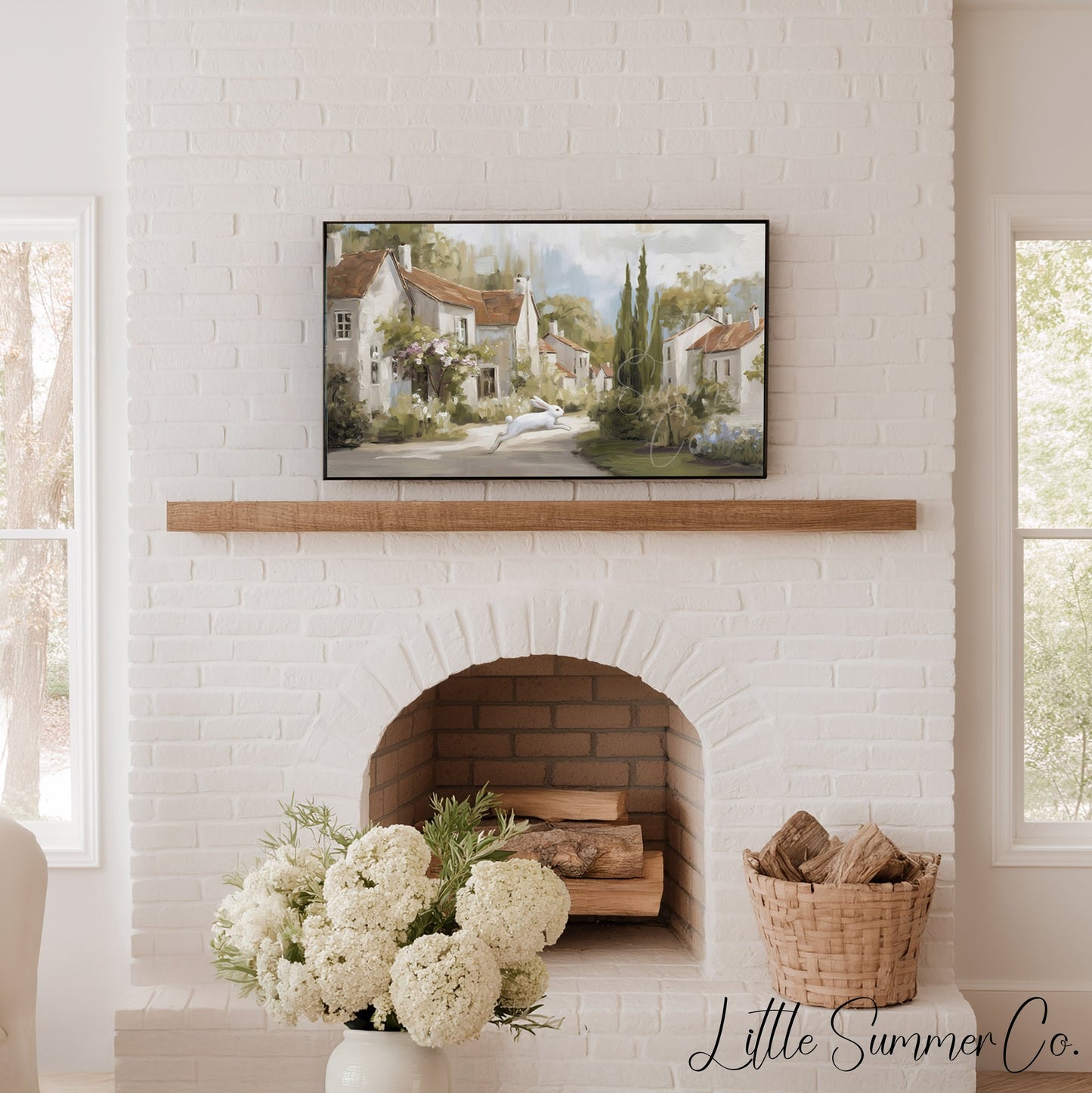 Village Rabbit Frame TV Art displayed on a TV