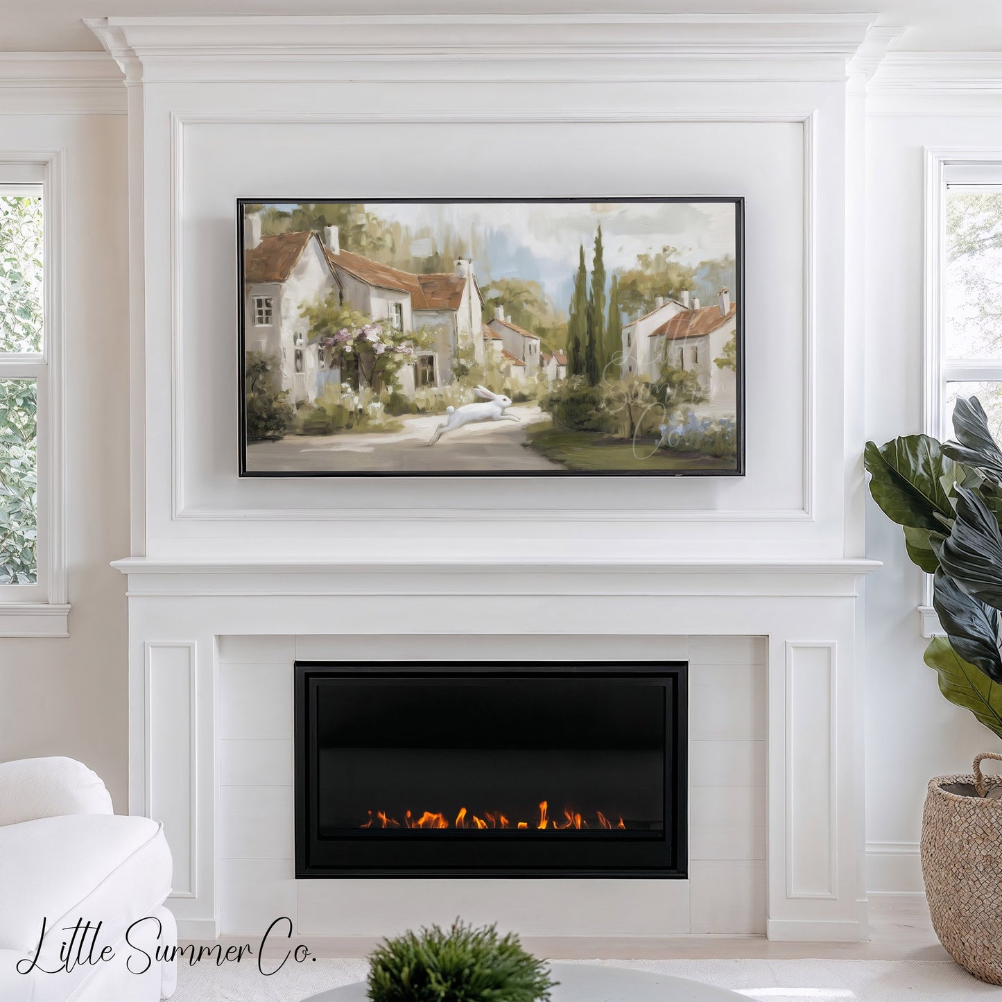 Village Rabbit Frame TV Art displayed on a TV