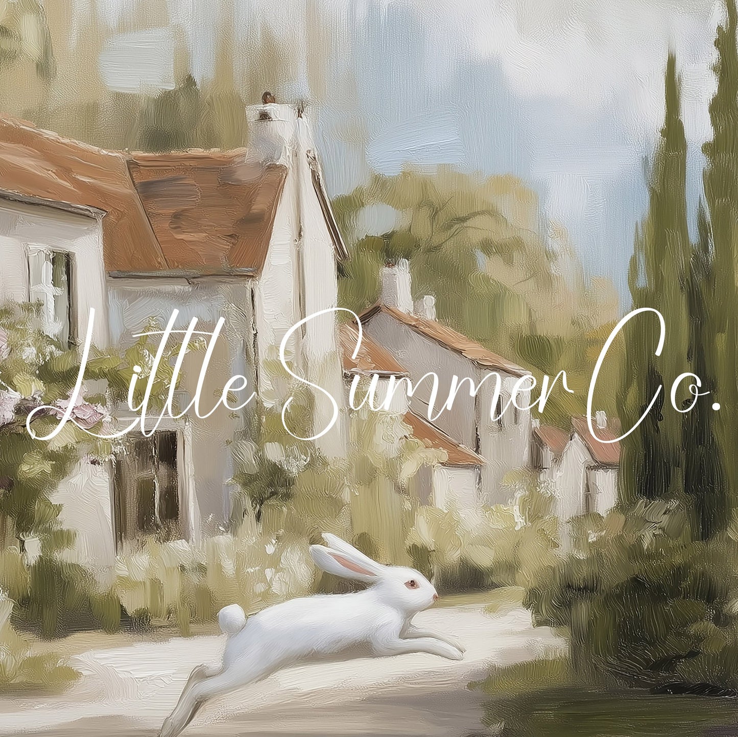 Village Rabbit Frame TV Art displayed on a TV