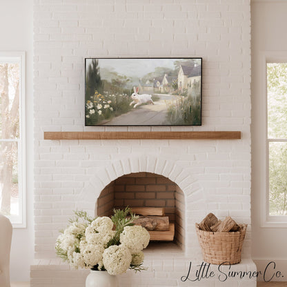 White Rabbit Village Frame TV Art displayed on a TV