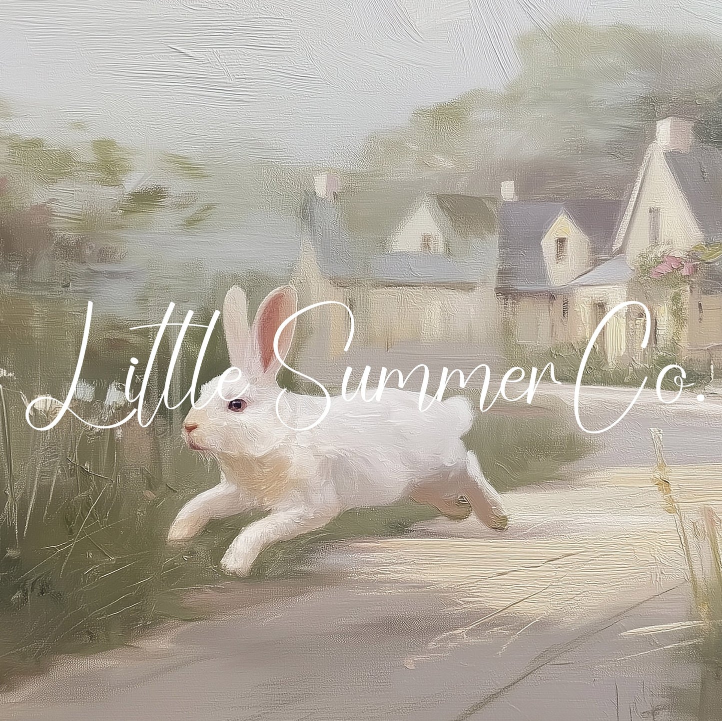 White Rabbit Village Frame TV Art displayed on a TV