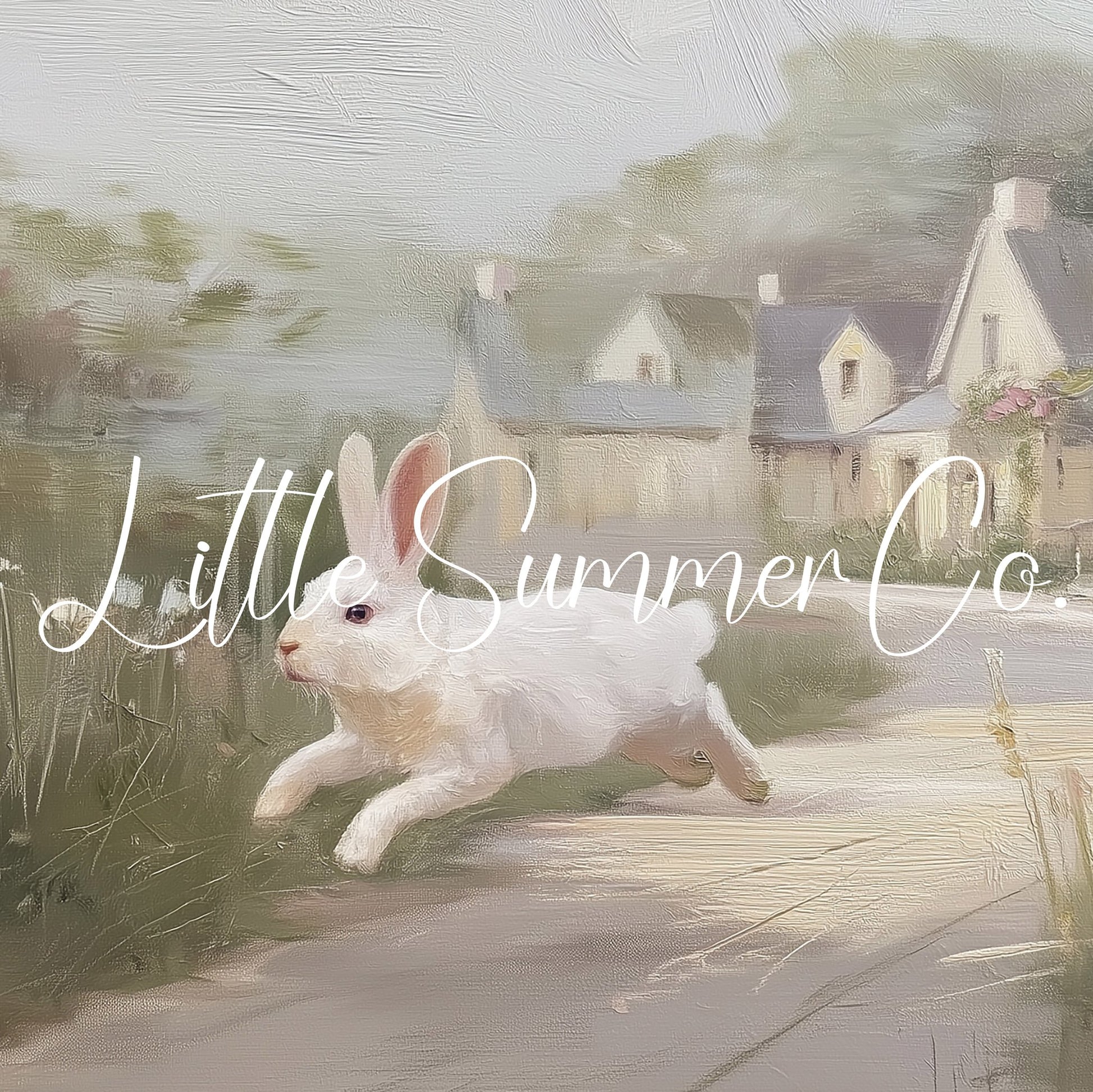 White Rabbit Village Frame TV Art displayed on a TV