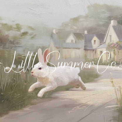 White Rabbit Village Frame TV Art displayed on a TV