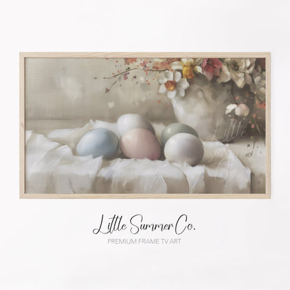 Pastel Easter Eggs Frame TV Art displayed on a TV