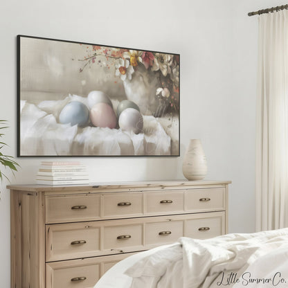 Pastel Easter Eggs Frame TV Art displayed on a TV