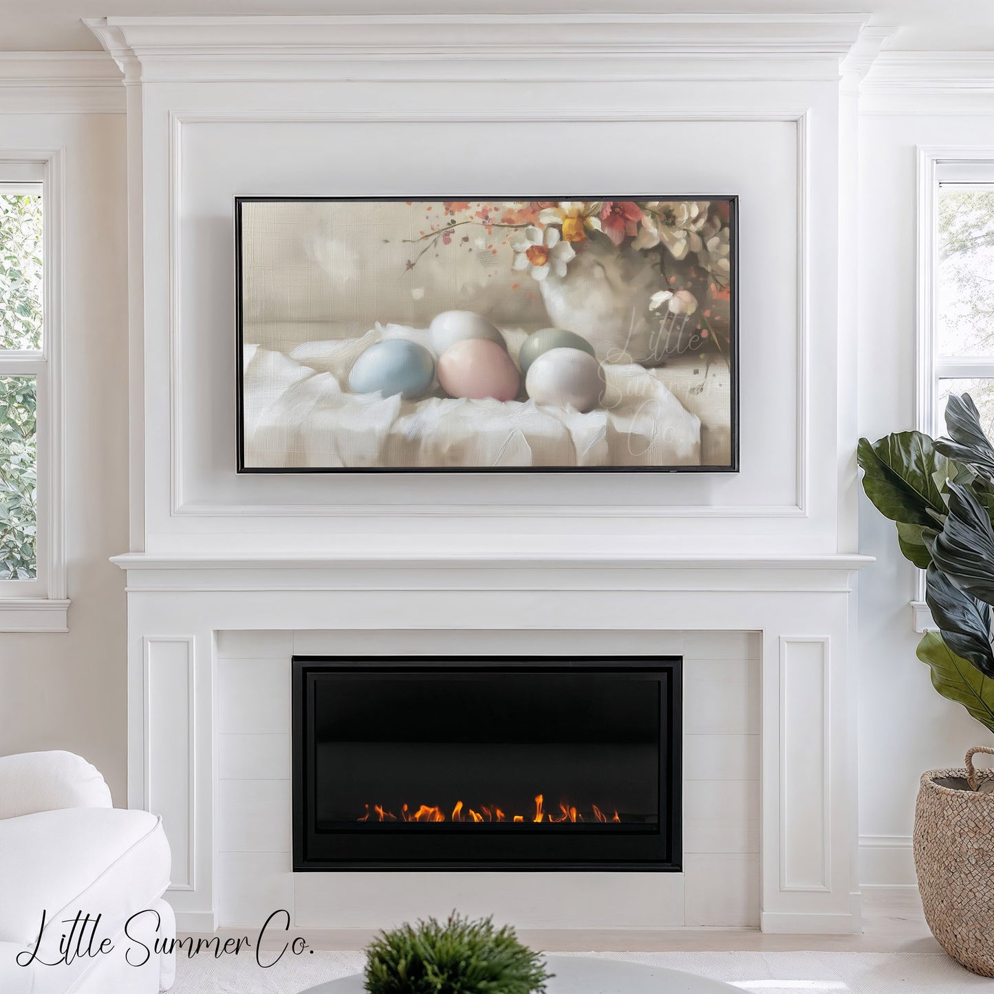 Pastel Easter Eggs Frame TV Art displayed on a TV