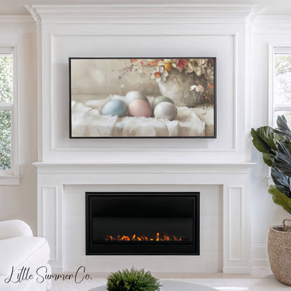 Pastel Easter Eggs Frame TV Art displayed on a TV
