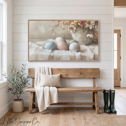 Pastel Easter Eggs Frame TV Art displayed on a TV