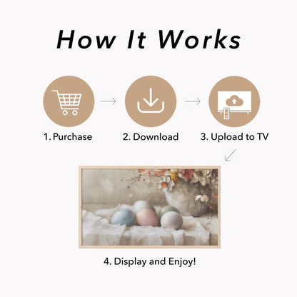 Pastel Easter Eggs Frame TV Art displayed on a TV