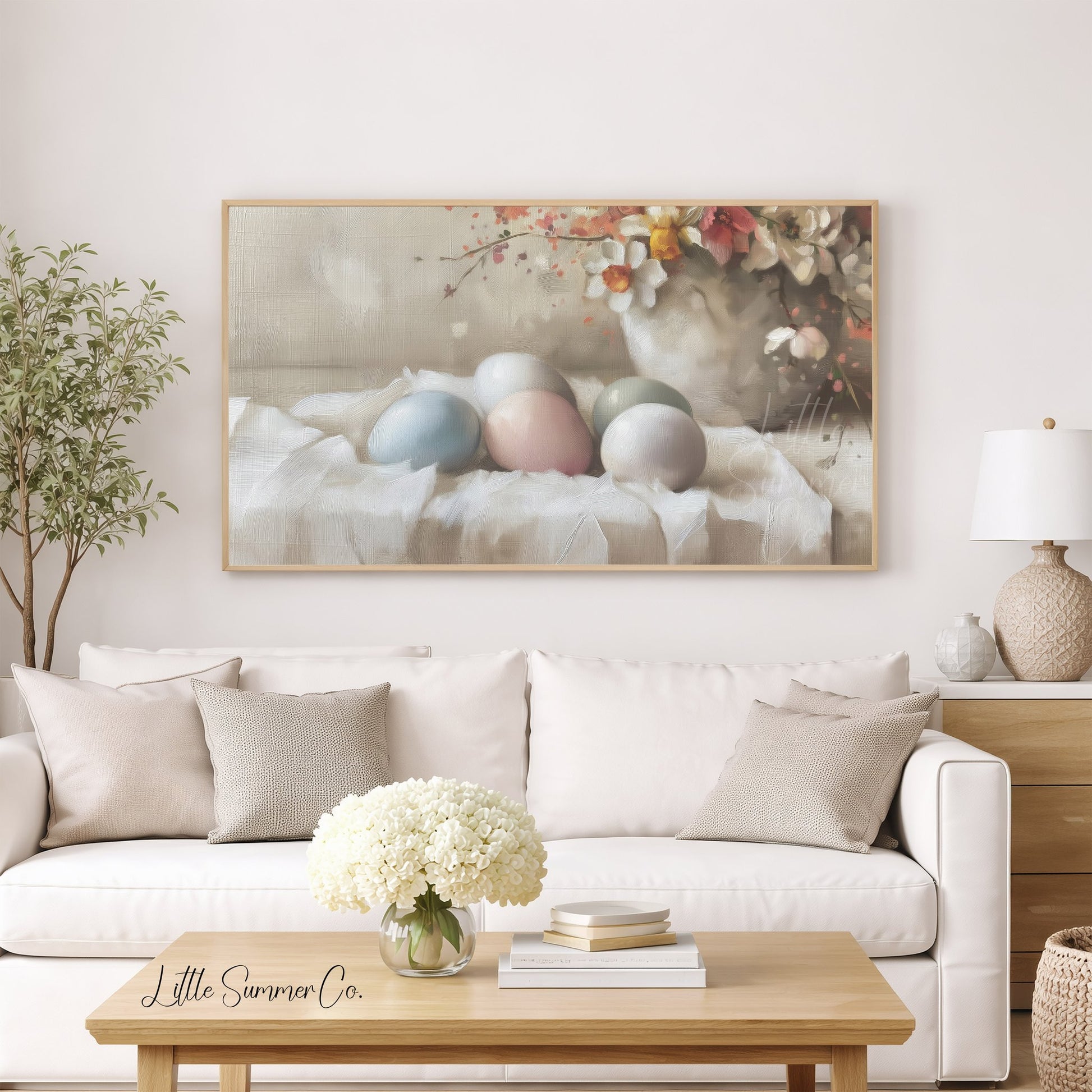 Pastel Easter Eggs Frame TV Art displayed on a TV