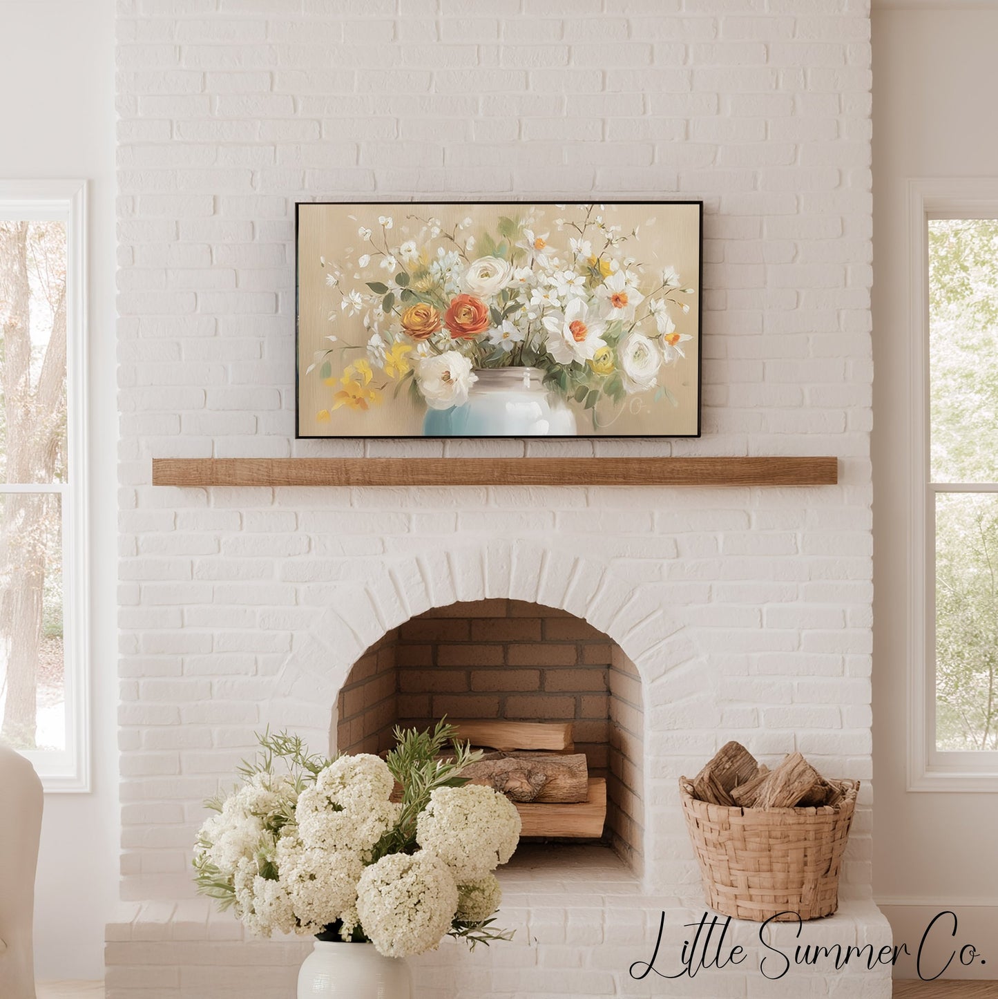 Daffodil Rose Bouquet Frame TV Art displayed on a TV