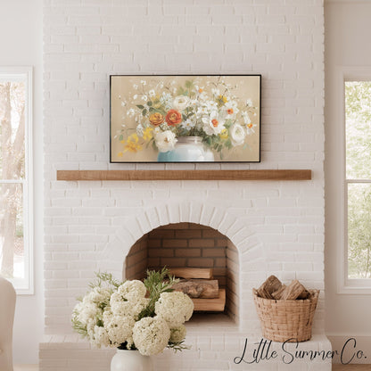 Daffodil Rose Bouquet Frame TV Art displayed on a TV