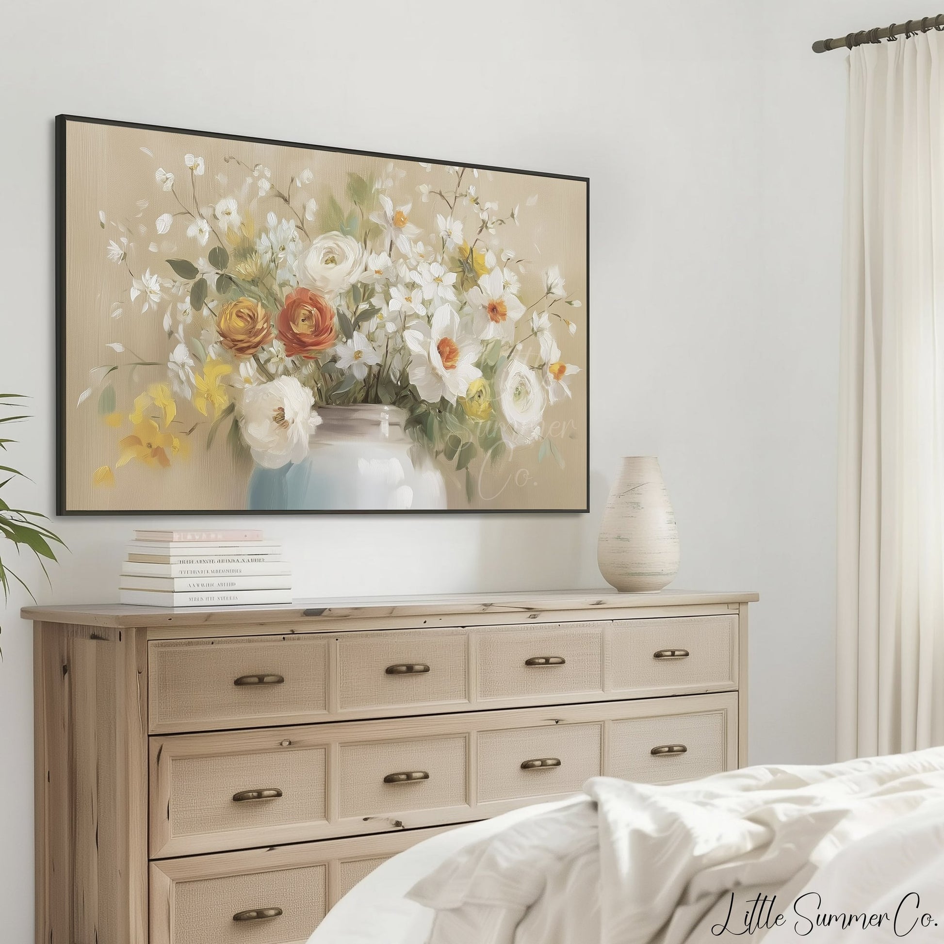 Daffodil Rose Bouquet Frame TV Art displayed on a TV