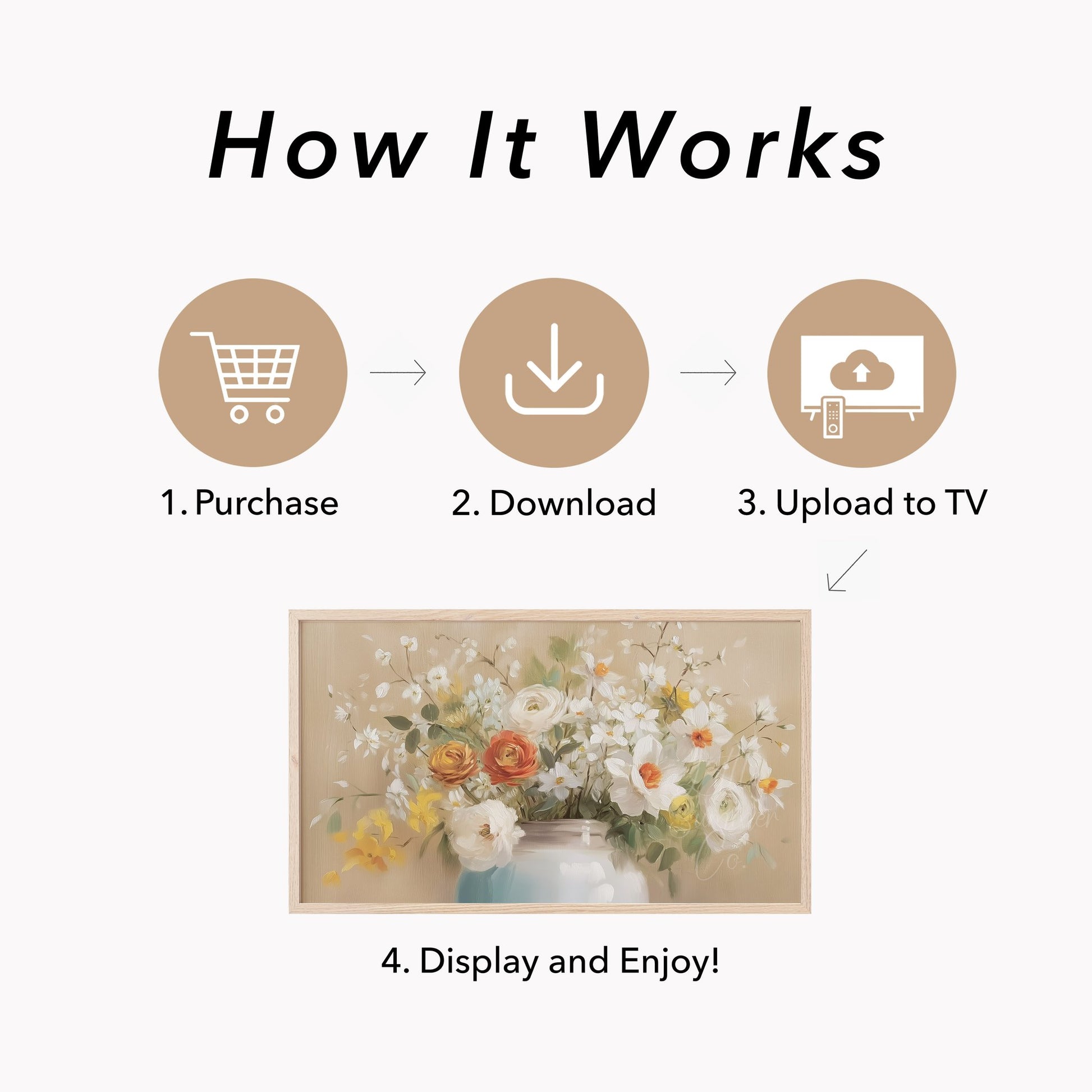 Daffodil Rose Bouquet Frame TV Art displayed on a TV