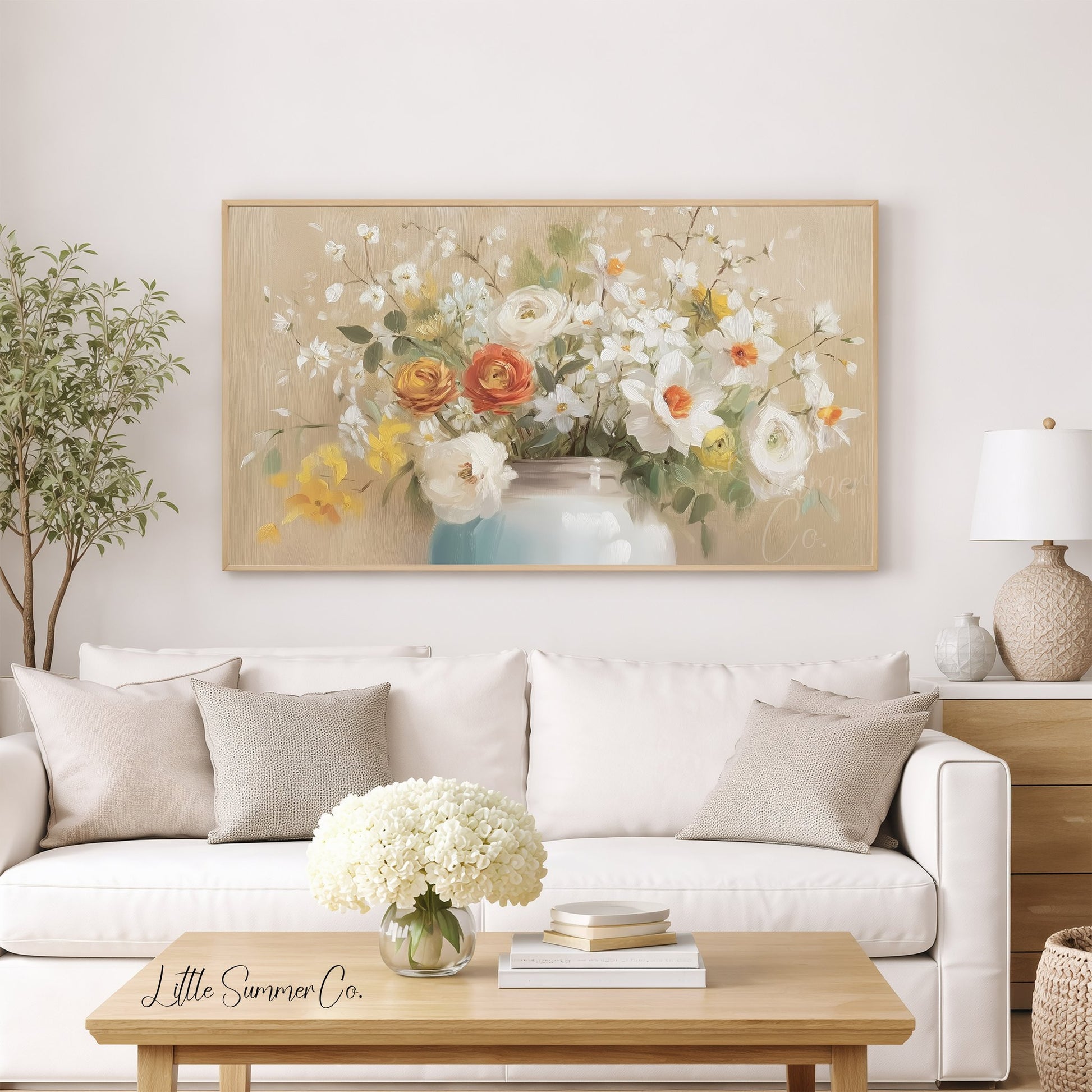 Daffodil Rose Bouquet Frame TV Art displayed on a TV