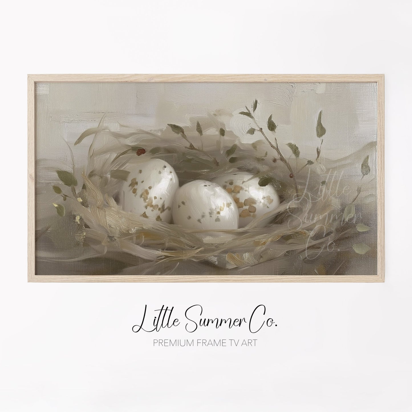 Speckled Egg Nest Frame TV Art displayed on a TV