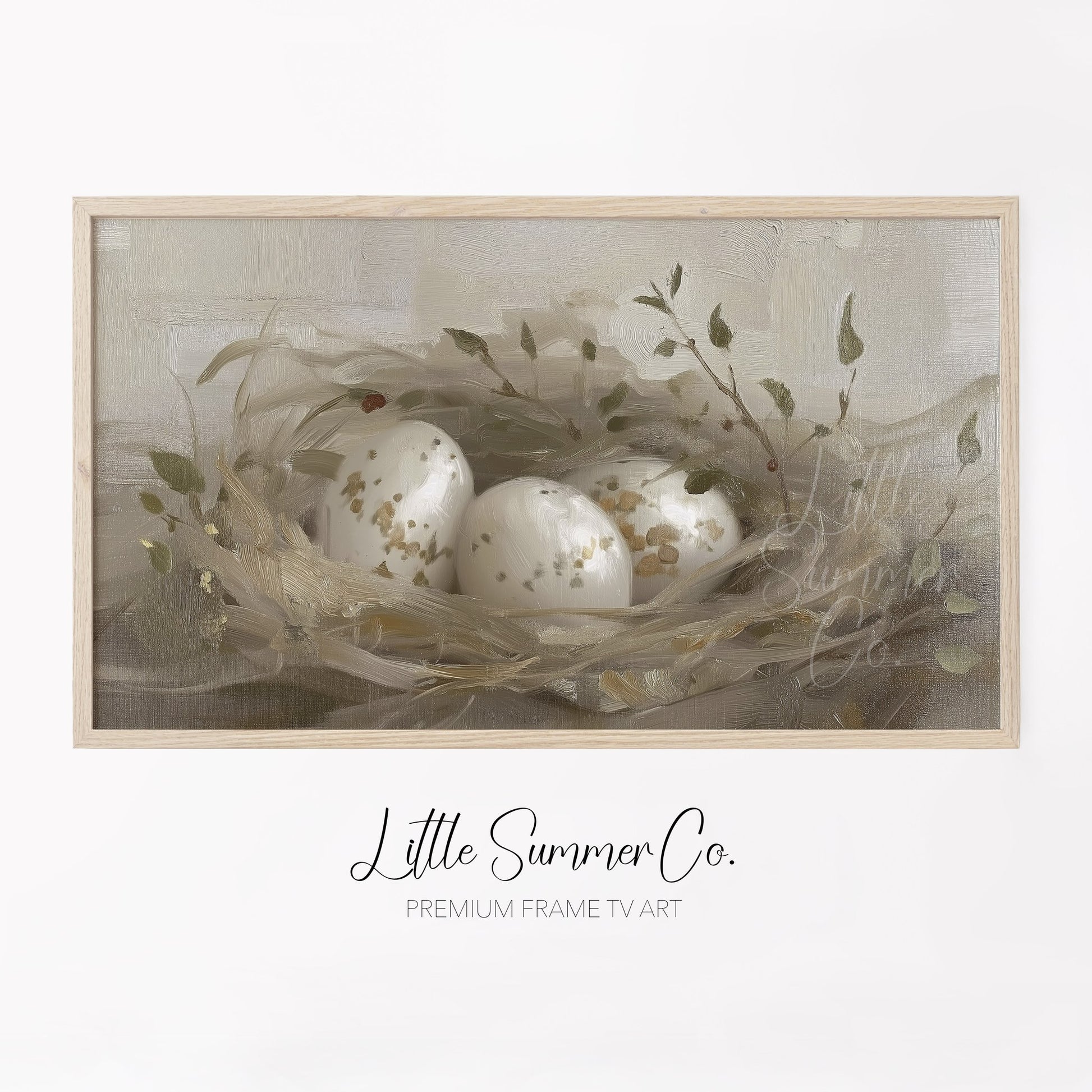 Speckled Egg Nest Frame TV Art displayed on a TV