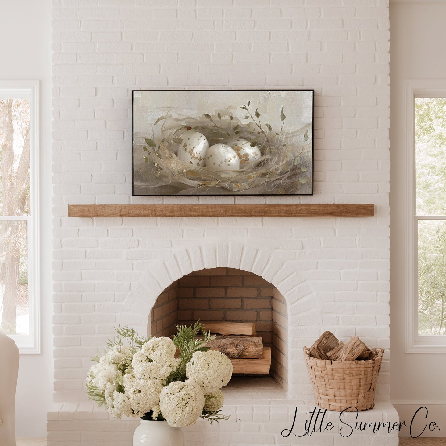 Speckled Egg Nest Frame TV Art displayed on a TV