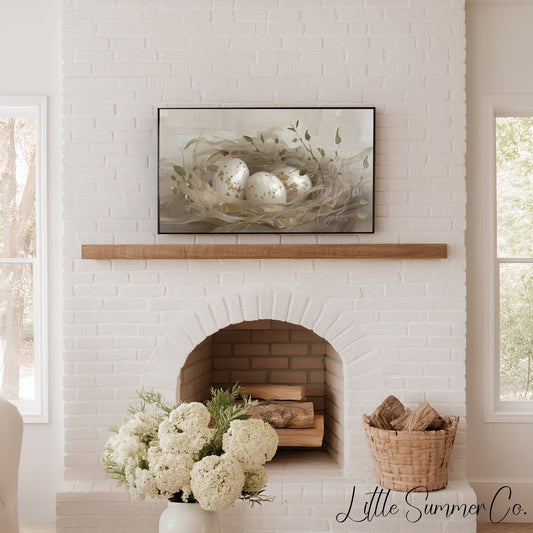 Speckled Egg Nest Frame TV Art displayed on a TV