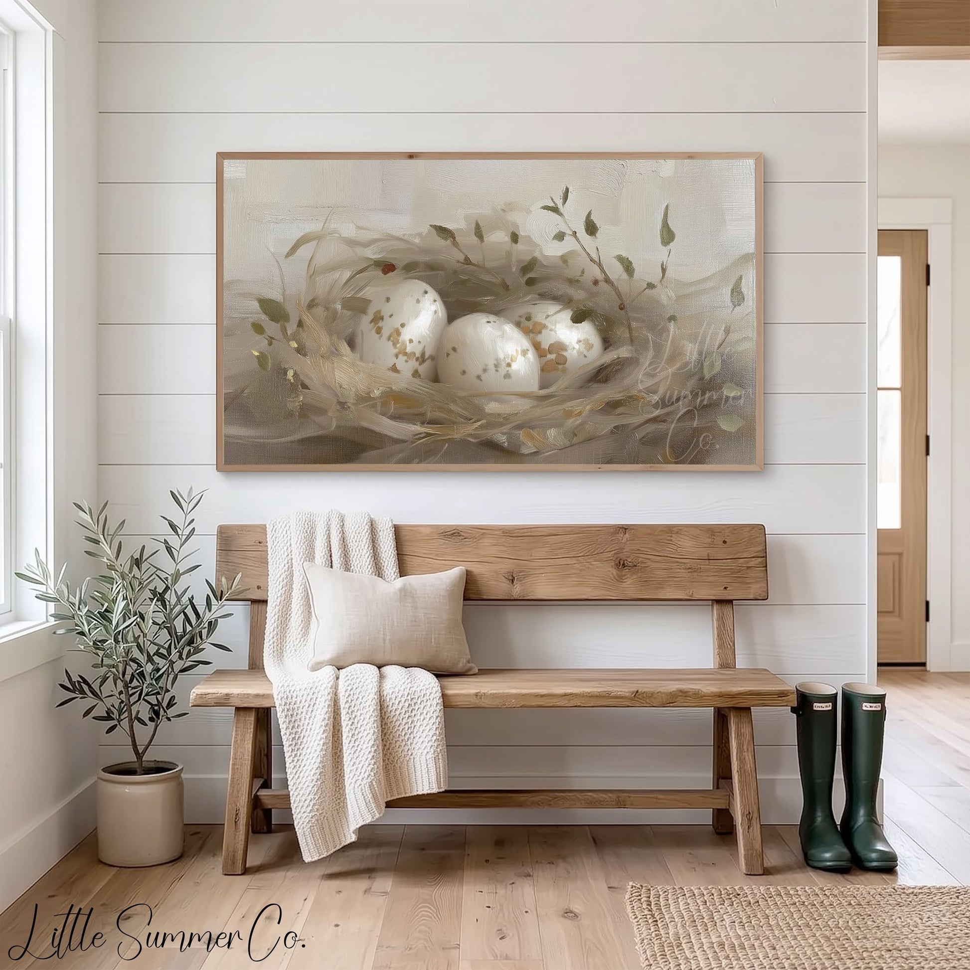 Speckled Egg Nest Frame TV Art displayed on a TV