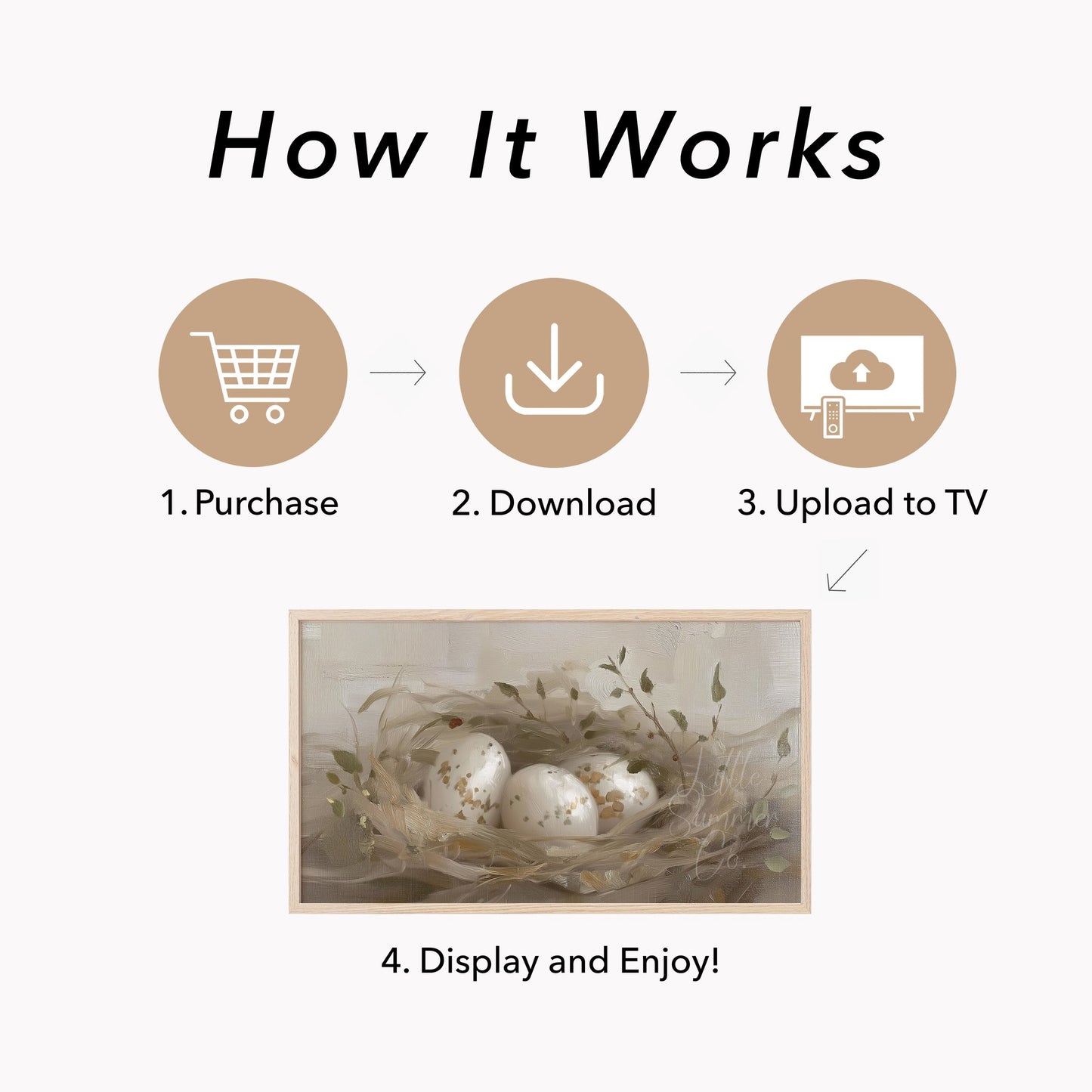 Speckled Egg Nest Frame TV Art displayed on a TV
