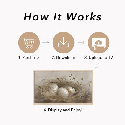 Speckled Egg Nest Frame TV Art displayed on a TV