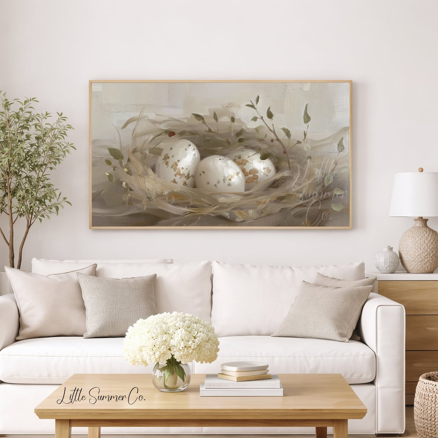 Speckled Egg Nest Frame TV Art displayed on a TV