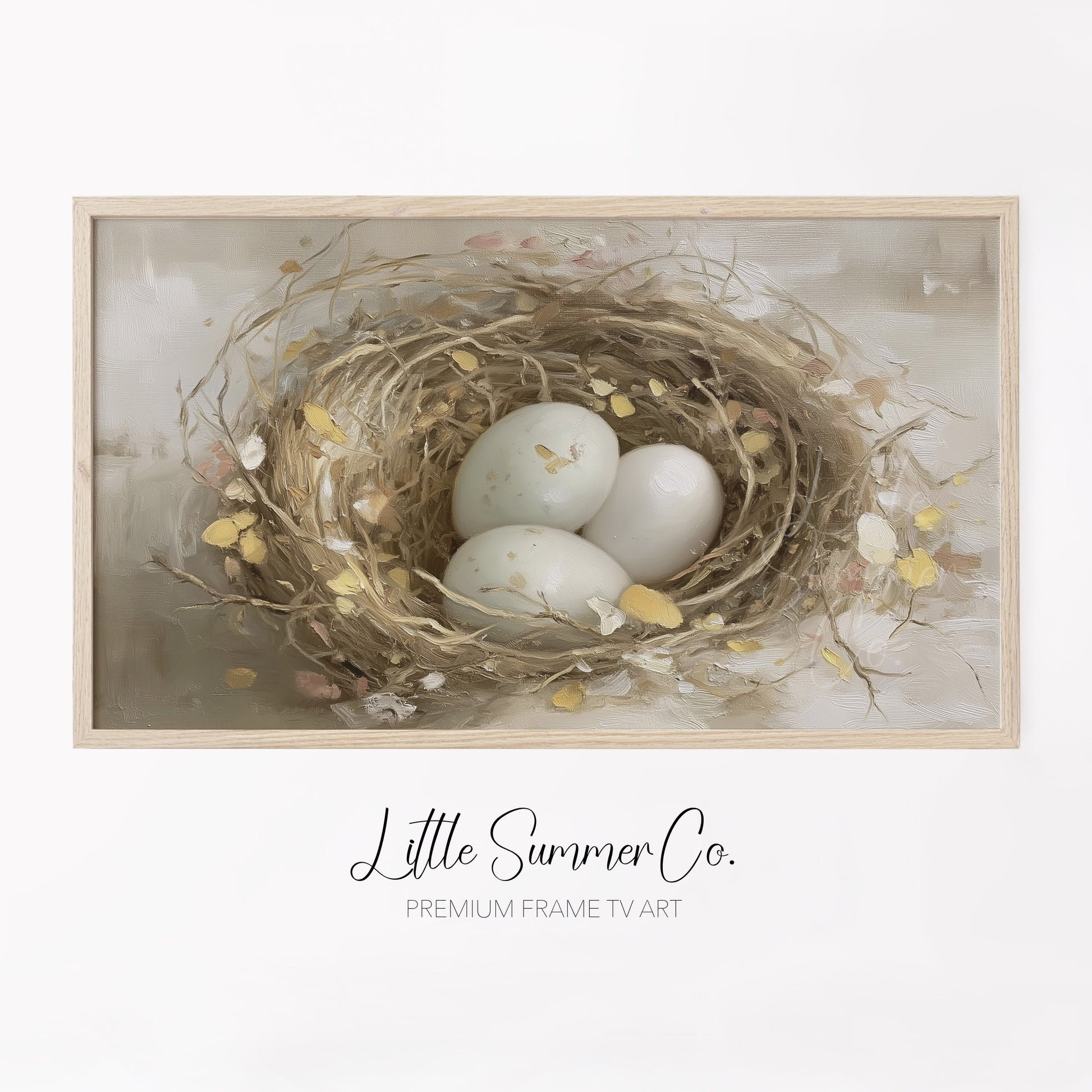 Bird Nest Eggs Frame TV Art displayed on a TV