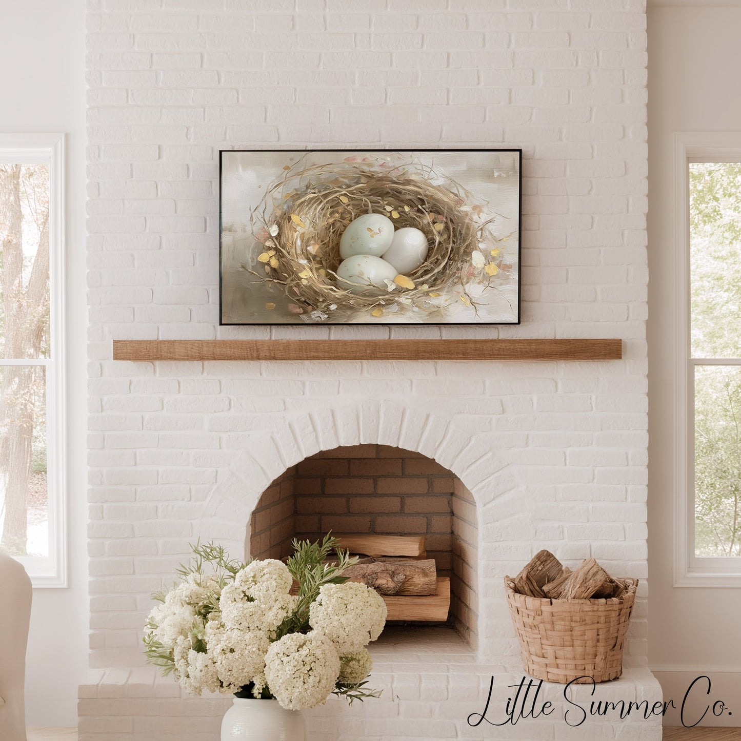 Bird Nest Eggs Frame TV Art displayed on a TV