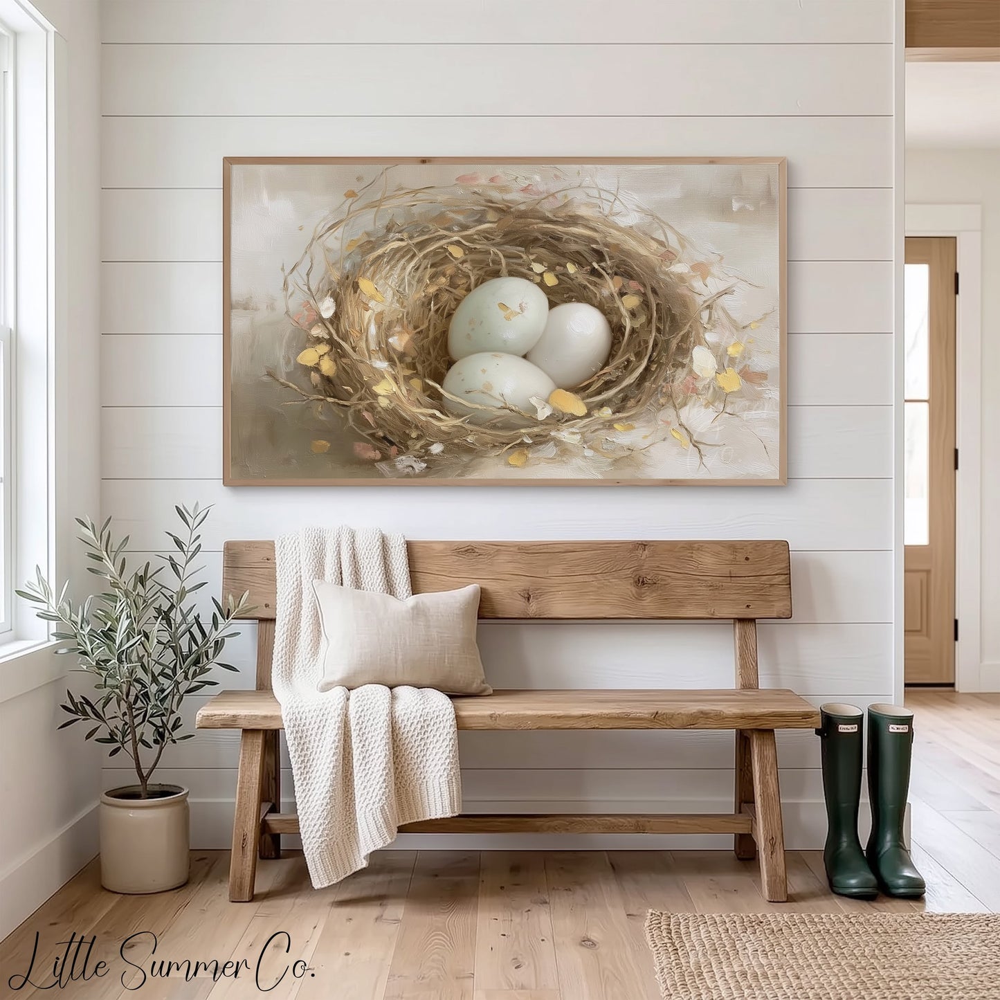 Bird Nest Eggs Frame TV Art displayed on a TV