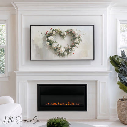 Flower Wreath Frame TV Art displayed on a TV