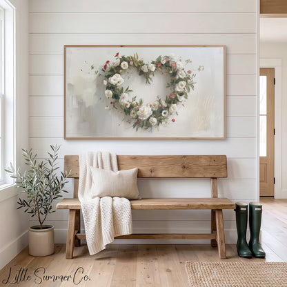 Flower Wreath Frame TV Art displayed on a TV