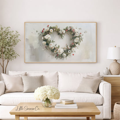 Flower Wreath Frame TV Art displayed on a TV