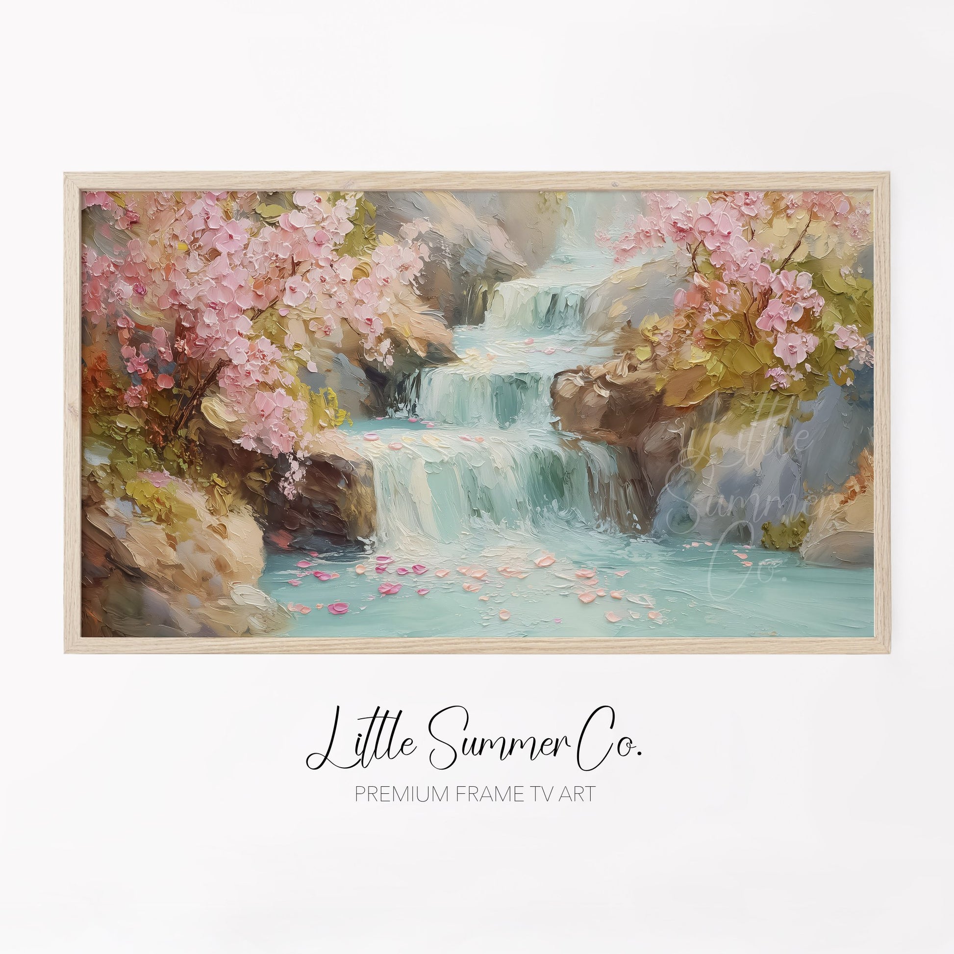 Blossom Waterfall Frame TV Art displayed on a TV
