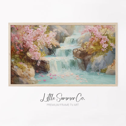 Blossom Waterfall Frame TV Art displayed on a TV