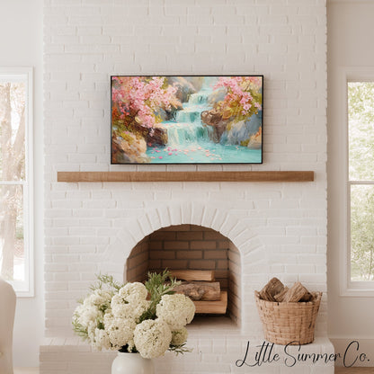 Blossom Waterfall Frame TV Art displayed on a TV