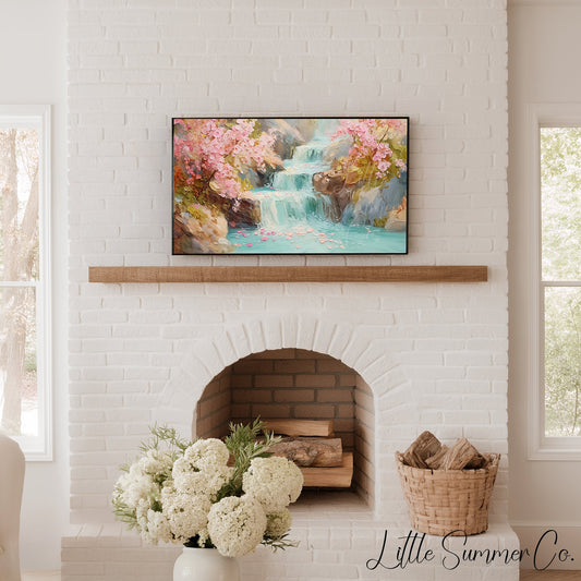 Blossom Waterfall Frame TV Art displayed on a TV