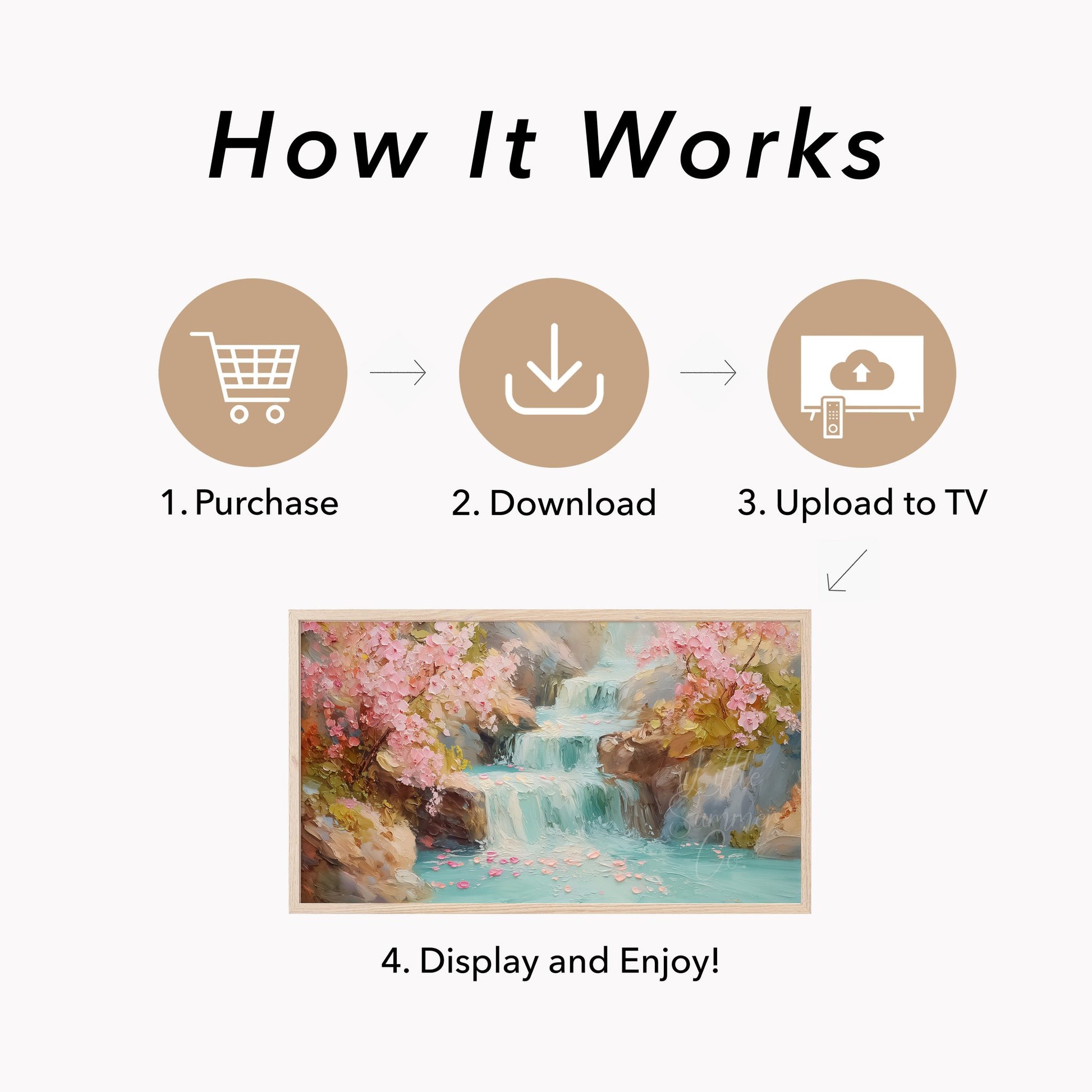Blossom Waterfall Frame TV Art displayed on a TV