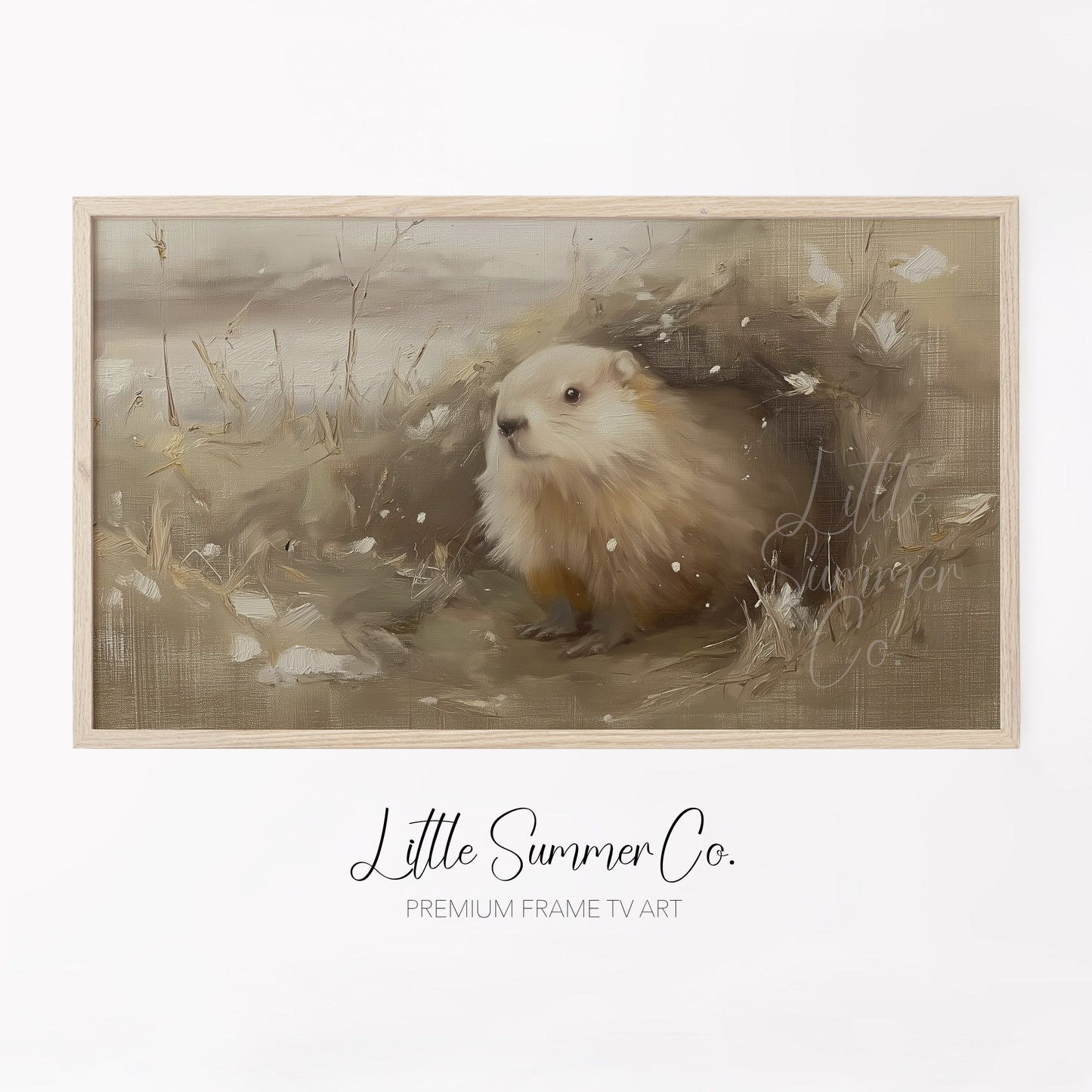 Groundhog In Meadow Grass Frame TV Art displayed on a TV