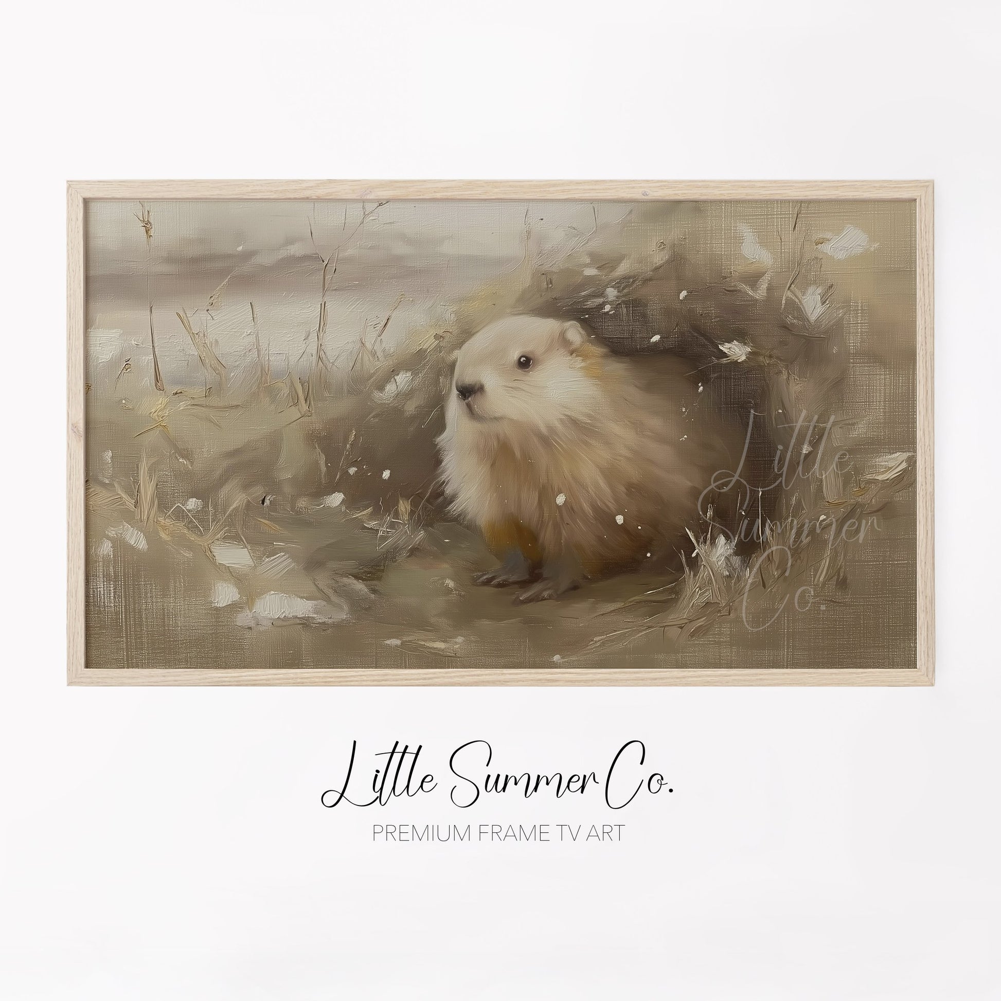 Groundhog In Meadow Grass Frame TV Art displayed on a TV