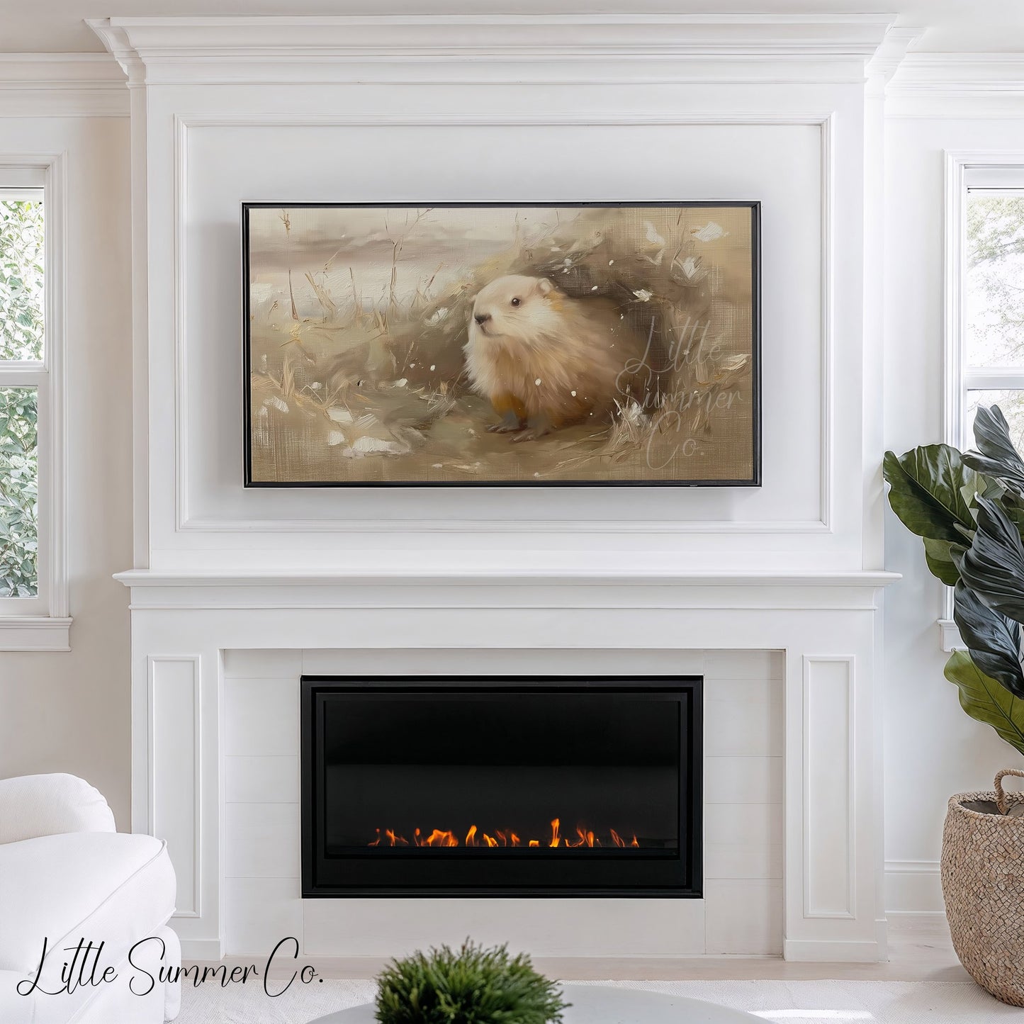Groundhog In Meadow Grass Frame TV Art displayed on a TV